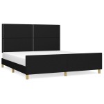 vidaXL Cadru de pat fără saltea, negru, 180x200 cm, textil vidaXL Cadru de pat fără saltea, negru, 180x200 cm, textil