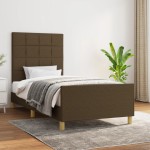 vidaXL Cadru de pat fără saltea, maro închis, 90x190 cm, textil vidaXL Cadru de pat fără saltea, maro închis, 90x190 cm, textil
