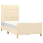 vidaXL Cadru de pat fără saltea cremă 90x200 cm țesătură