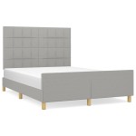 vidaXL Cadru de pat fără saltea, gri deschis, 140x190 cm, textil