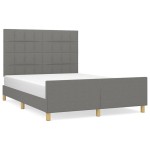 vidaXL Cadru de pat fără saltea, gri închis, 140x190 cm, textil