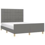 vidaXL Cadru de pat fără saltea, gri închis, 140x190 cm, textil