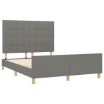 vidaXL Cadru de pat fără saltea, gri închis, 140x190 cm, textil