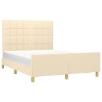 vidaXL Cadru de pat fără saltea, crem, 140x190 cm, textil