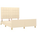 vidaXL Cadru de pat fără saltea, crem, 140x190 cm, textil