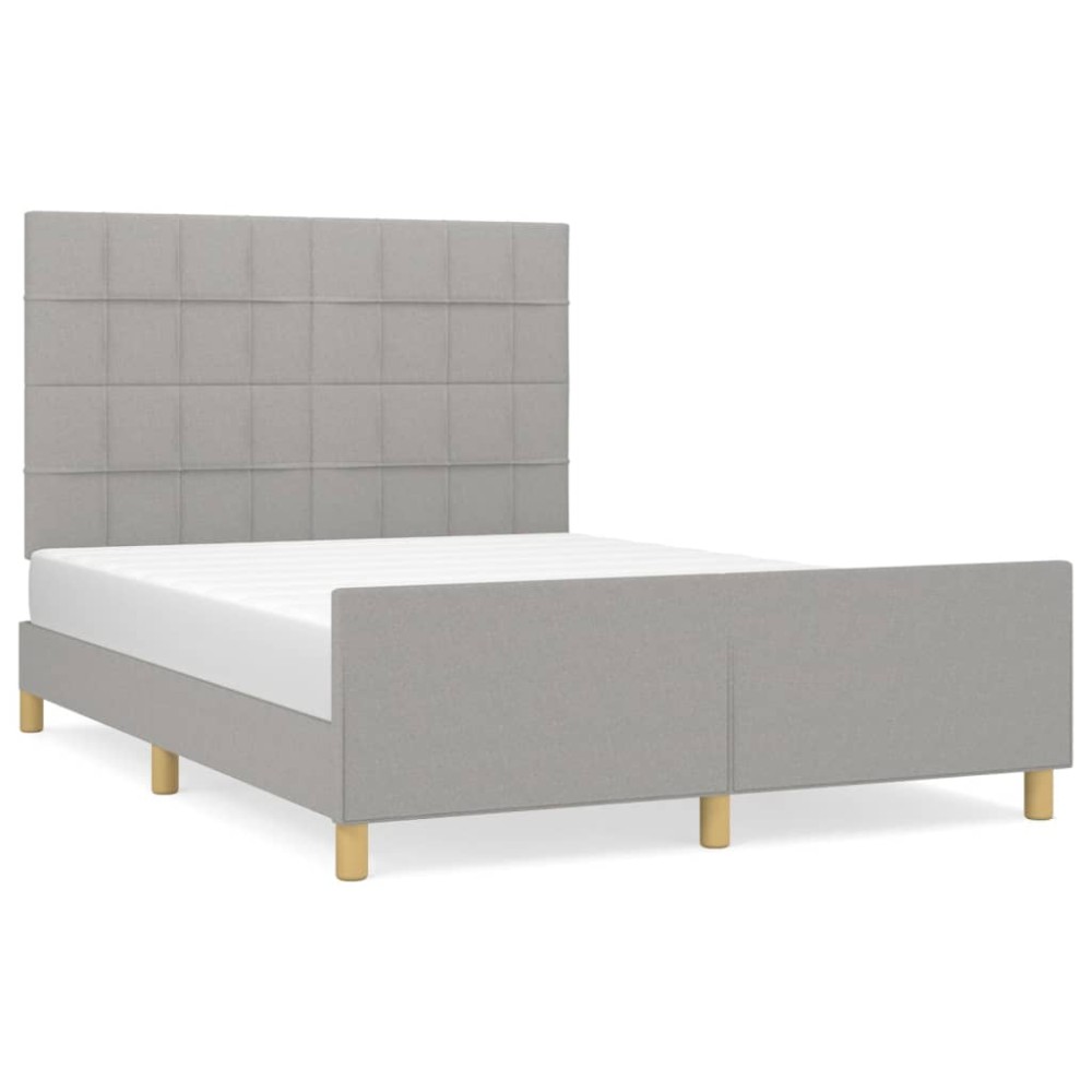 vidaXL Cadru de pat fără saltea, gri deschis, 140x200 cm, textil