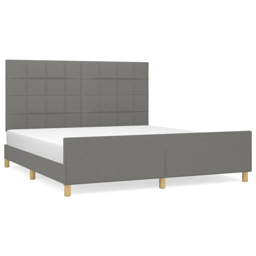vidaXL Cadru de pat fără saltea, gri închis, 160x200 cm, textil