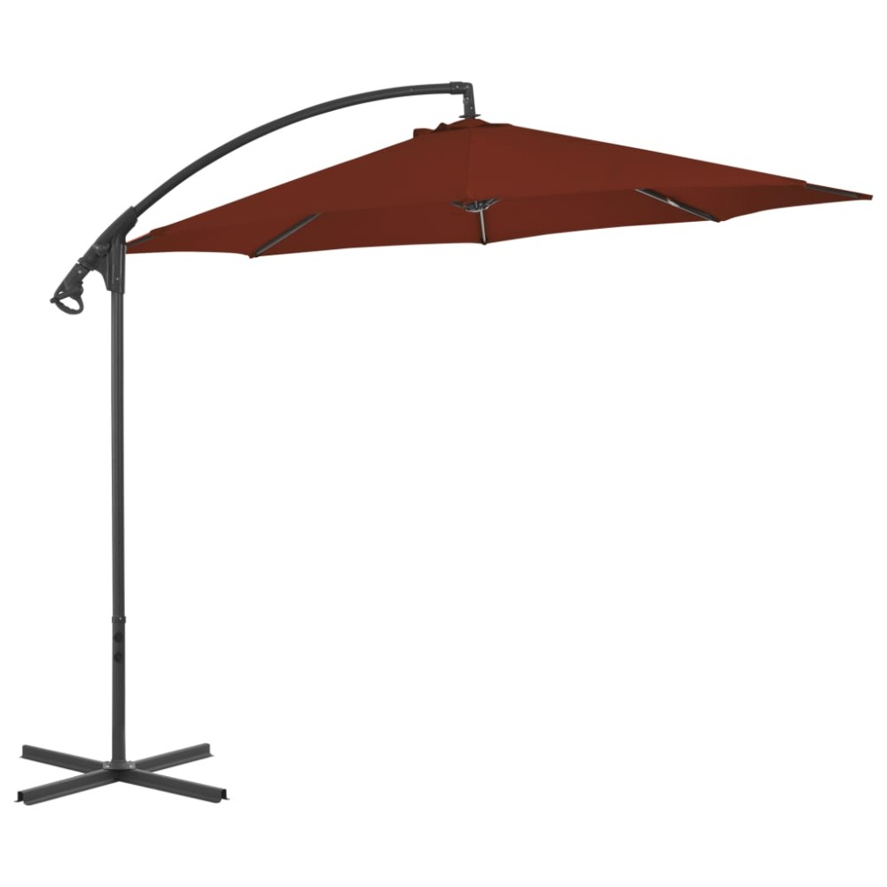 vidaXL Umbrelă suspendată cu stâlp din oțel, cărămiziu, 300 cm