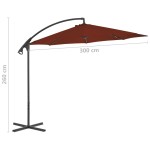 vidaXL Umbrelă suspendată cu stâlp din oțel, cărămiziu, 300 cm vidaXL Umbrelă suspendată cu stâlp din oțel, cărămiziu, 300 cm