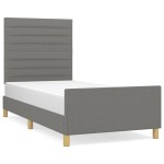 vidaXL Cadru de pat fără saltea, gri închis, 90x190 cm, textil vidaXL Cadru de pat fără saltea, gri închis, 90x190 cm, textil