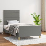 vidaXL Cadru de pat fără saltea, gri închis, 90x190 cm, textil vidaXL Cadru de pat fără saltea, gri închis, 90x190 cm, textil