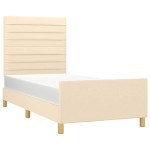 vidaXL Cadru de pat fără saltea cremă 90x190 cm țesătură