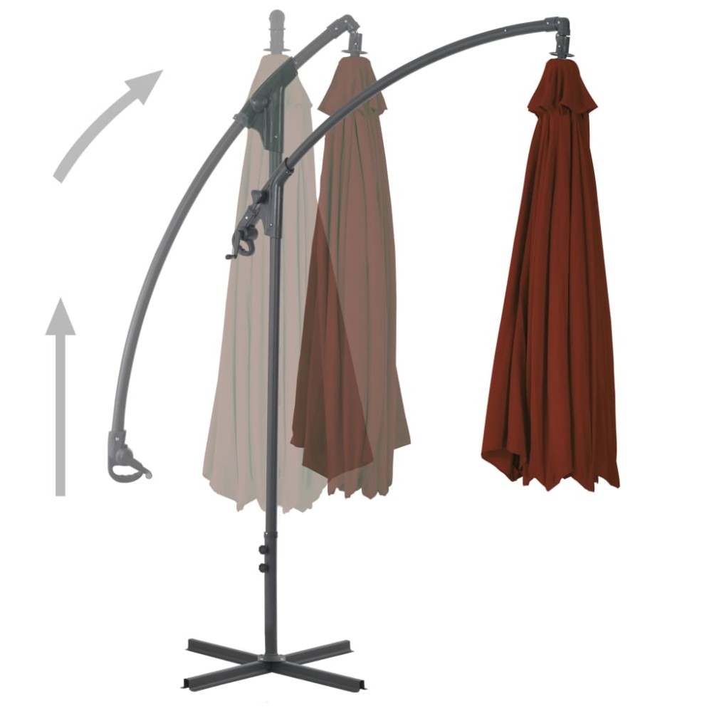 vidaXL Umbrelă suspendată cu stâlp din oțel, cărămiziu, 250x250 cm