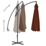 vidaXL Umbrelă suspendată cu stâlp din oțel, cărămiziu, 250x250 cm