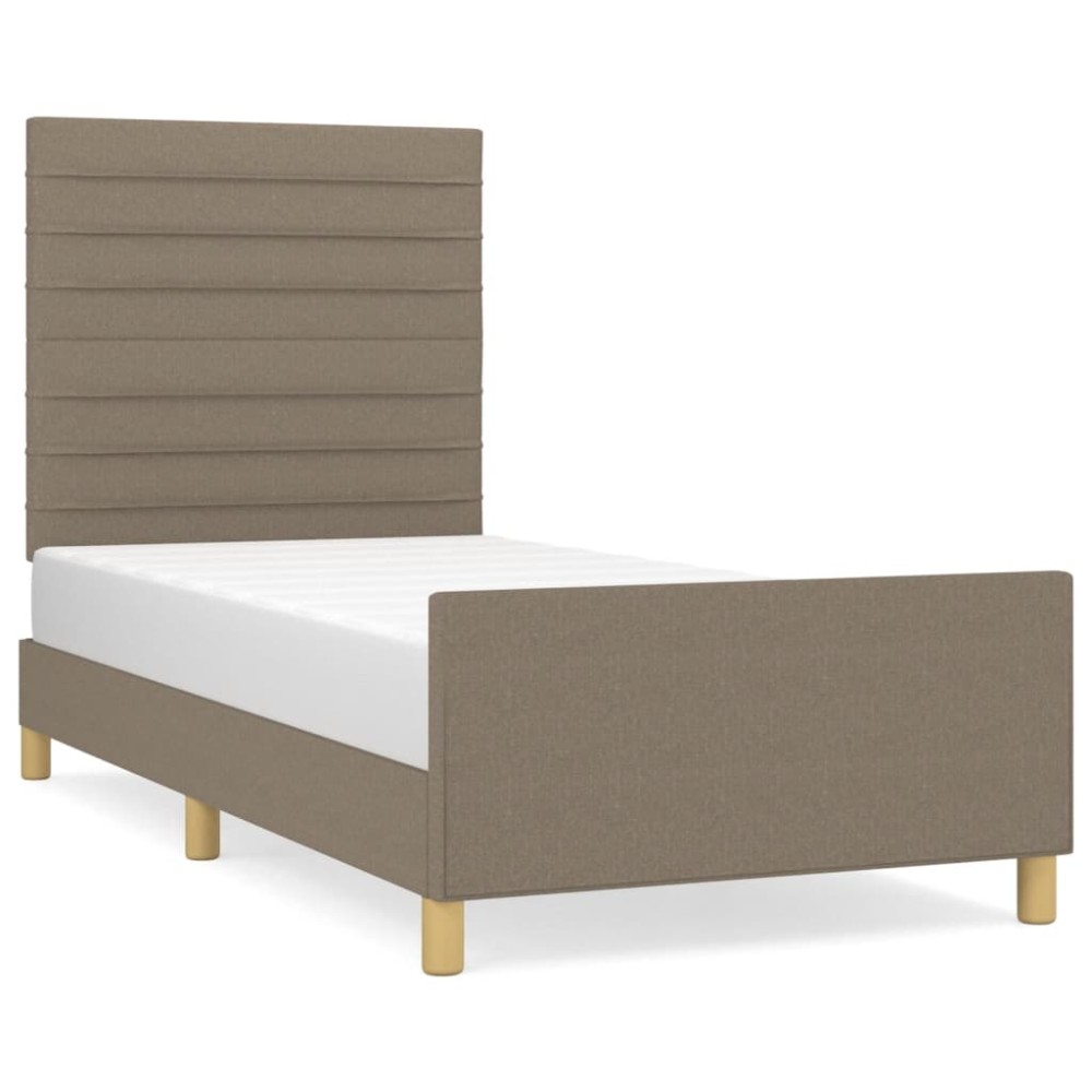 vidaXL Cadru de pat fără saltea Taupe 90x200 cm țesătură