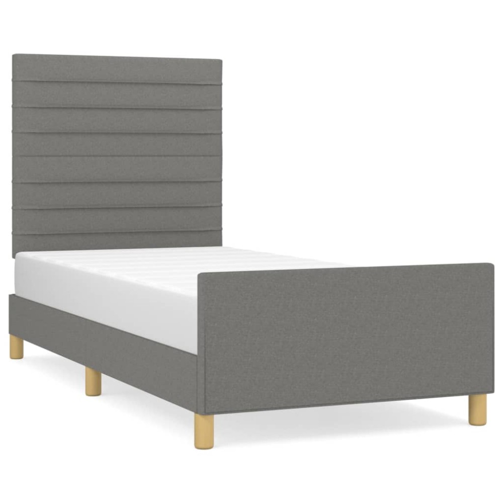 vidaXL Cadru de pat fără saltea, gri închis, 100x200 cm, textil