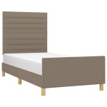 vidaXL Cadru de pat fără saltea, gri taupe, 100x200 cm, textil vidaXL Cadru de pat fără saltea, gri taupe, 100x200 cm, textil