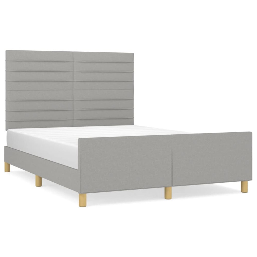 vidaXL Cadru de pat fără saltea, gri deschis, 140x190 cm, textil