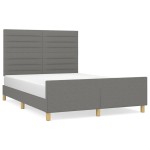vidaXL Cadru de pat fără saltea, gri închis, 140x190 cm, textil
