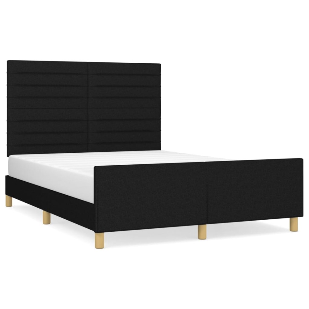 vidaXL Cadru de pat fără saltea, negru, 140x190 cm, textil