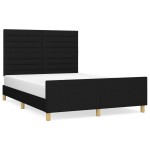 vidaXL Cadru de pat fără saltea, negru, 140x190 cm, textil vidaXL Cadru de pat fără saltea, negru, 140x190 cm, textil