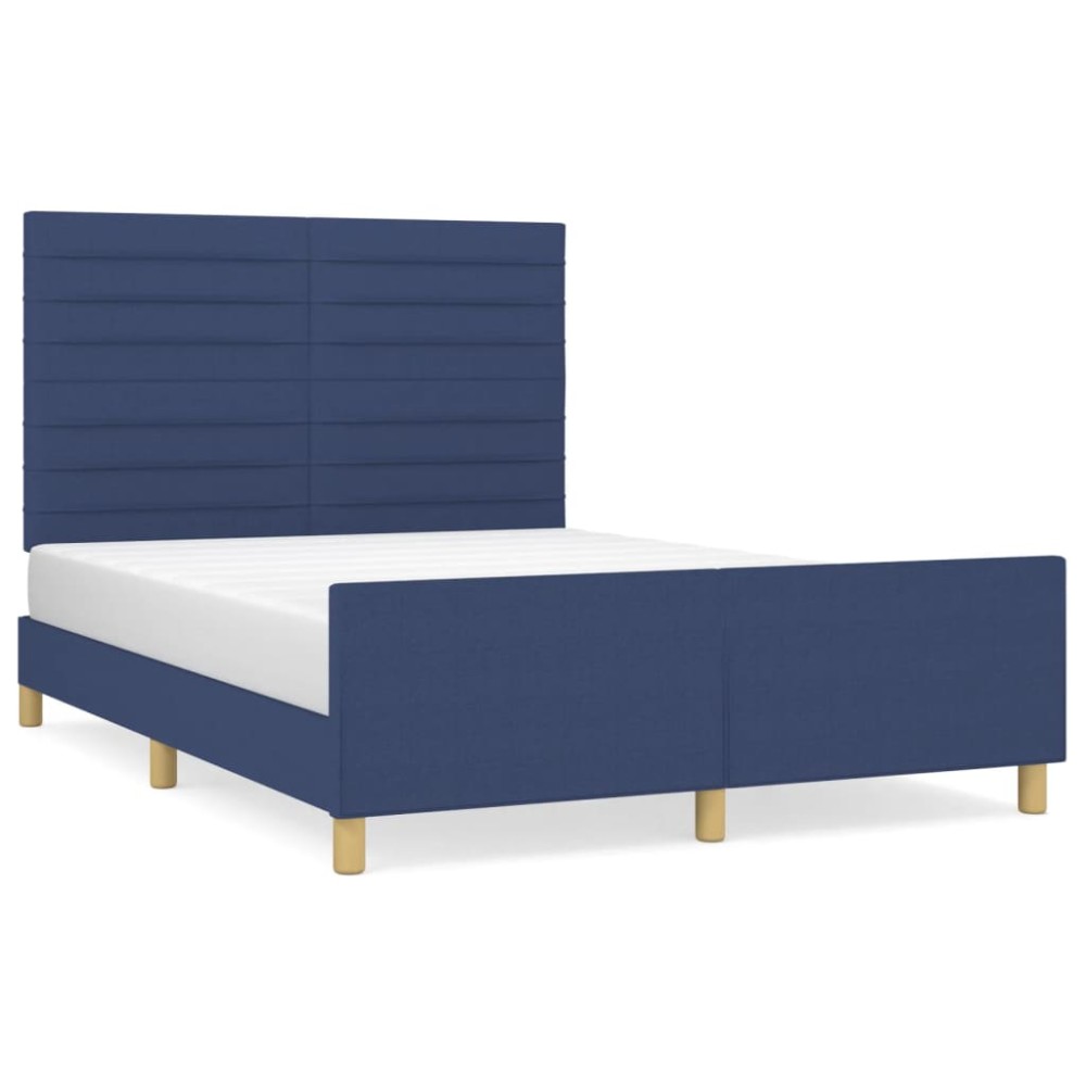 vidaXL Cadru de pat fără saltea, albastru, 140x190 cm, textil