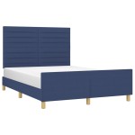 vidaXL Cadru de pat fără saltea, albastru, 140x190 cm, textil