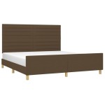 vidaXL Cadru de pat fără saltea, maro închis, 160x200 cm, textil vidaXL Cadru de pat fără saltea, maro închis, 160x200 cm, textil