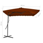 vidaXL Umbrelă de grădină, stâlp din oțel, cărămiziu, 250x250x230 cm vidaXL Umbrelă de grădină, stâlp din oțel, cărămiziu, 250x250x230 cm