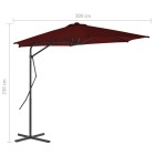 vidaXL Umbrelă de grădină, stâlp din oțel, roșu bordo, 300x230 cm vidaXL Umbrelă de grădină, stâlp din oțel, roșu bordo, 300x230 cm