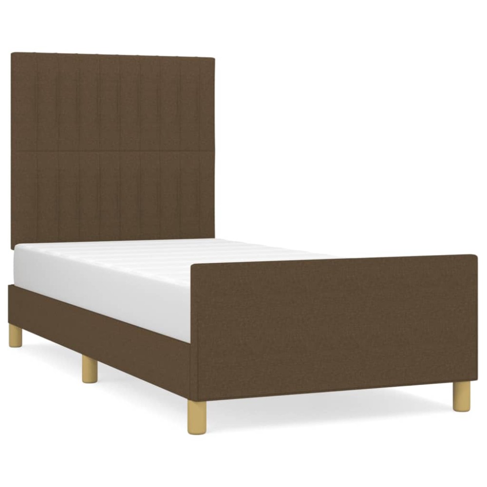 vidaXL Cadru de pat fără saltea, maro închis, 90x190 cm, textil