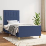 vidaXL Cadru de pat fără saltea țesătură albastră 100x200 cm vidaXL Cadru de pat fără saltea țesătură albastră 100x200 cm