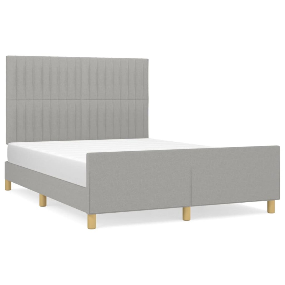 vidaXL Cadru de pat fără saltea, gri deschis, 140x190 cm, textil