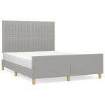 vidaXL Cadru de pat fără saltea, gri deschis, 140x190 cm, textil