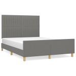 vidaXL Cadru de pat fără saltea, gri închis, 140x190 cm, textil