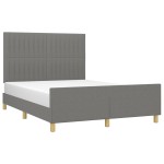 vidaXL Cadru de pat fără saltea, gri închis, 140x190 cm, textil