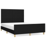 vidaXL Cadru de pat fără saltea, negru, 140x190 cm, textil vidaXL Cadru de pat fără saltea, negru, 140x190 cm, textil