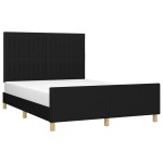vidaXL Cadru de pat fără saltea, negru, 140x190 cm, textil vidaXL Cadru de pat fără saltea, negru, 140x190 cm, textil