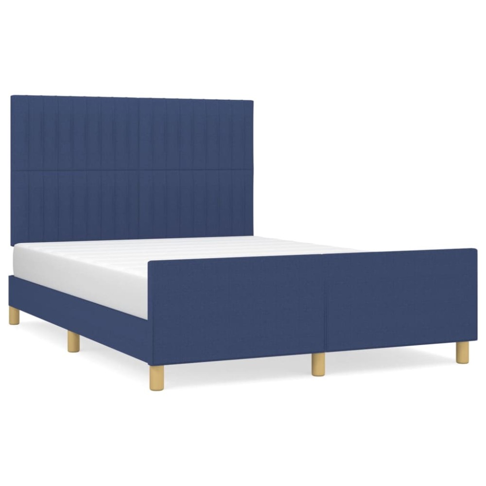 vidaXL Cadru de pat fără saltea, albastru, 140x190 cm, textil