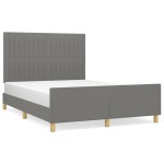 vidaXL Cadru de pat fără saltea, gri închis, 140x200 cm, textil