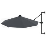 vidaXL Umbrelă de soare montată pe perete cu LED-uri, antracit, 300 cm vidaXL Umbrelă de soare montată pe perete cu LED-uri, antracit, 300 cm