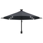 vidaXL Umbrelă de soare montată pe perete cu LED-uri, antracit, 300 cm vidaXL Umbrelă de soare montată pe perete cu LED-uri, antracit, 300 cm