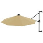 vidaXL Umbrelă de soare montată pe perete cu LED-uri, taupe, 300 cm