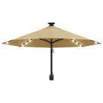 vidaXL Umbrelă de soare montată pe perete cu LED-uri, taupe, 300 cm