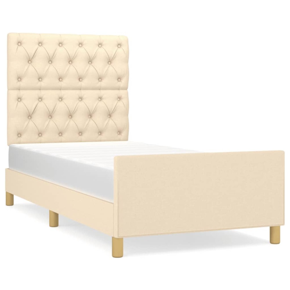 vidaXL Cadru de pat fără saltea cremă 80x200 cm țesătură