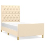 vidaXL Cadru de pat fără saltea cremă 80x200 cm țesătură
