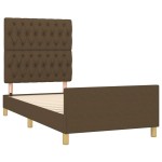 vidaXL Cadru de pat fără saltea, maro închis, 90x190 cm, textil vidaXL Cadru de pat fără saltea, maro închis, 90x190 cm, textil