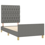 vidaXL Cadru de pat fără saltea, gri închis, 100x200 cm, textil