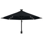 vidaXL Umbrelă de soare montată pe perete cu LED-uri, negru, 300 cm vidaXL Umbrelă de soare montată pe perete cu LED-uri, negru, 300 cm