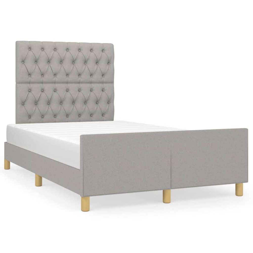 vidaXL Cadru de pat fără saltea, gri deschis, 120x200 cm, textil